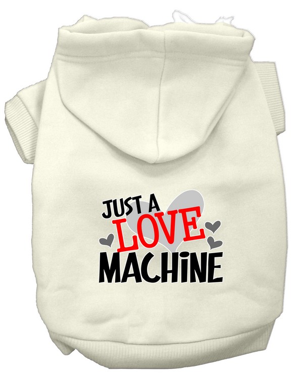 Love Machine Screen Print Dog Hoodie Cream XXL